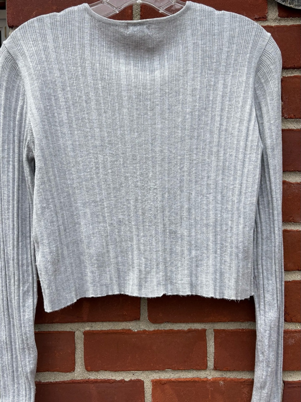 Garage Light Gray Ribbed Button-Up Cropped Cardigan - Picture 2 of 5
